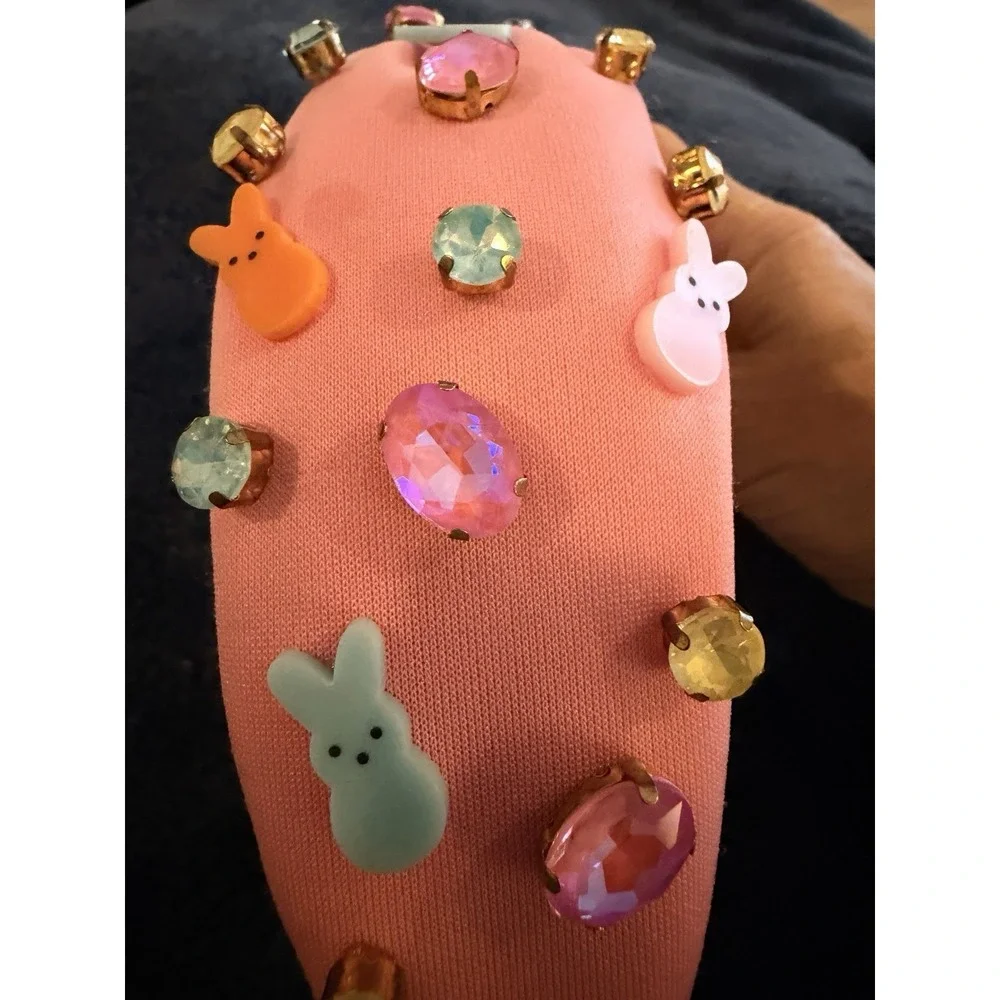 Cheeky Plum Pink Easter Bunny Wide Bejeweled  Headband NWOT